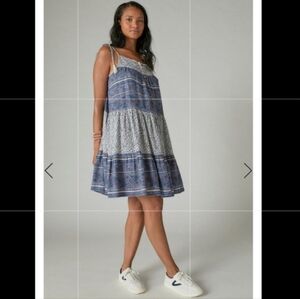 Lucky Brand mixed print tiered dress